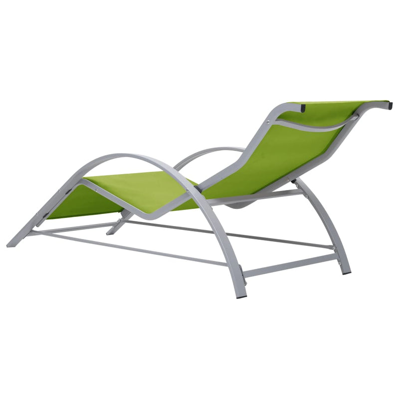 Sun Loungers 2 pcs with Table Aluminum Green