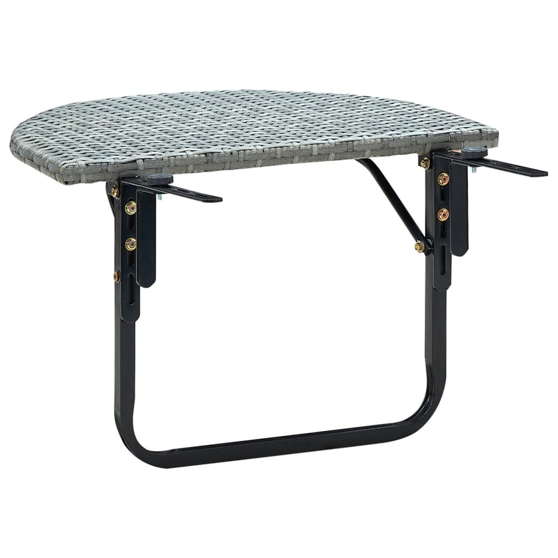 Patio Table Gray 23.6"x23.6"x15.7" Poly Rattan
