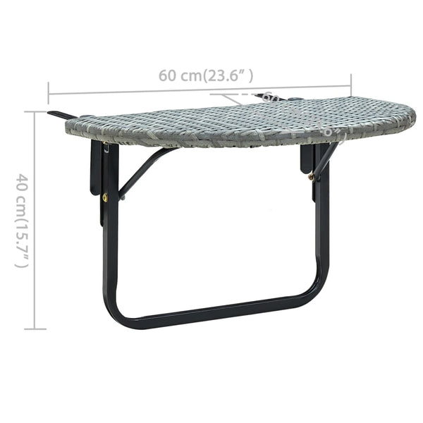 Patio Table Gray 23.6"x23.6"x15.7" Poly Rattan