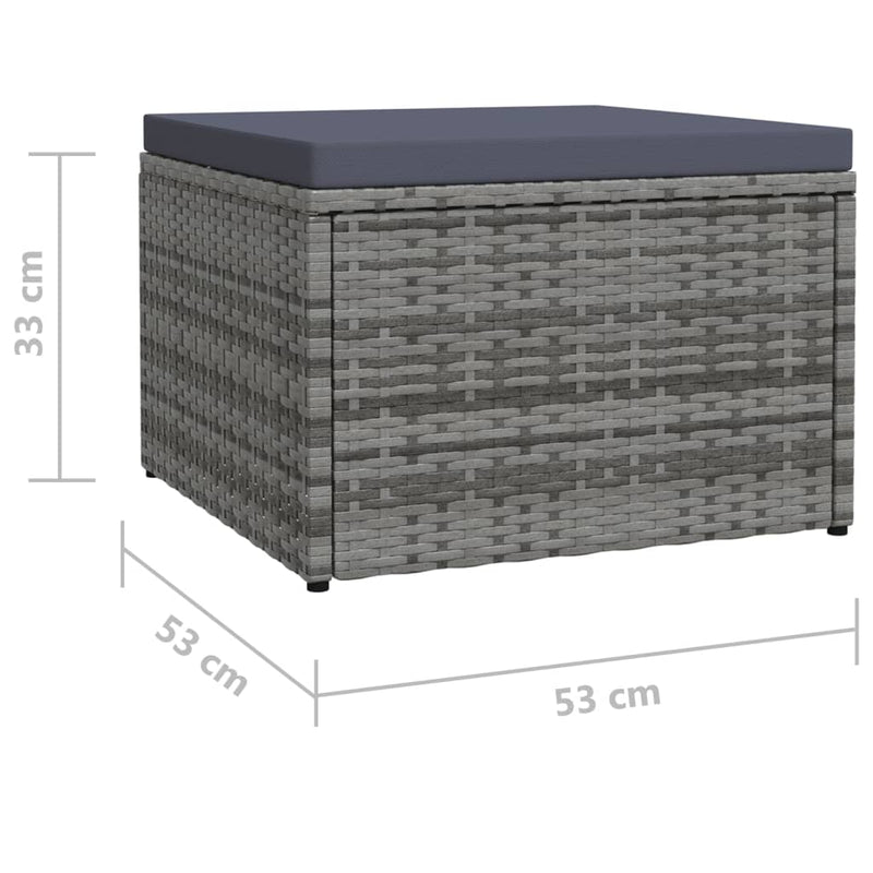 Garden Footstool with Cushion Gray Poly Rattan