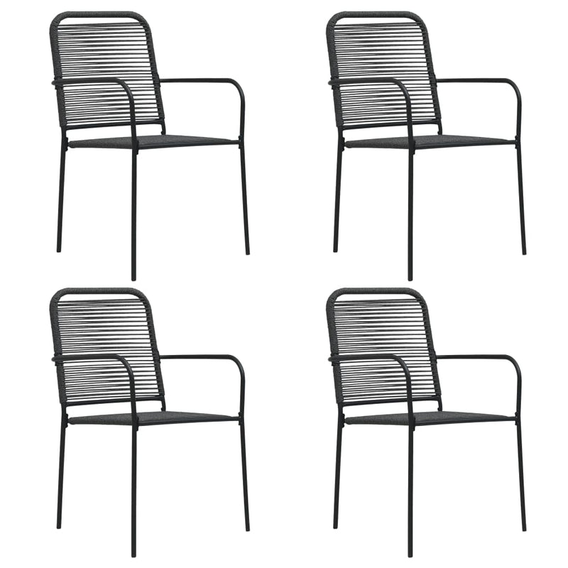 Patio Chairs 4 pcs Cotton Rope and Steel Black