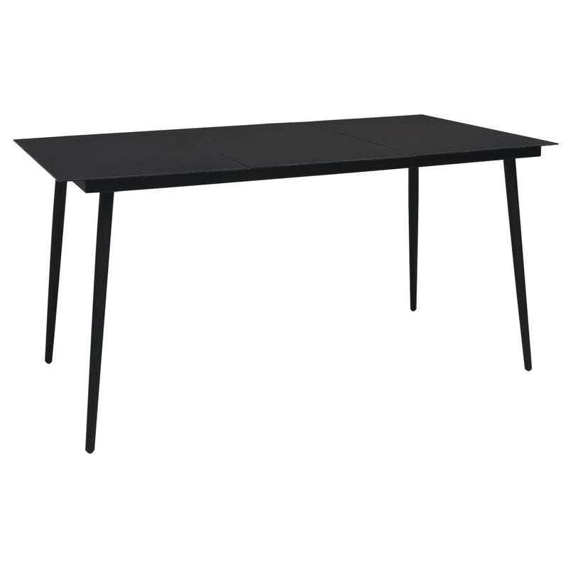Patio Dining Table Black 59.1"x31.5"x29.1" Steel and Glass