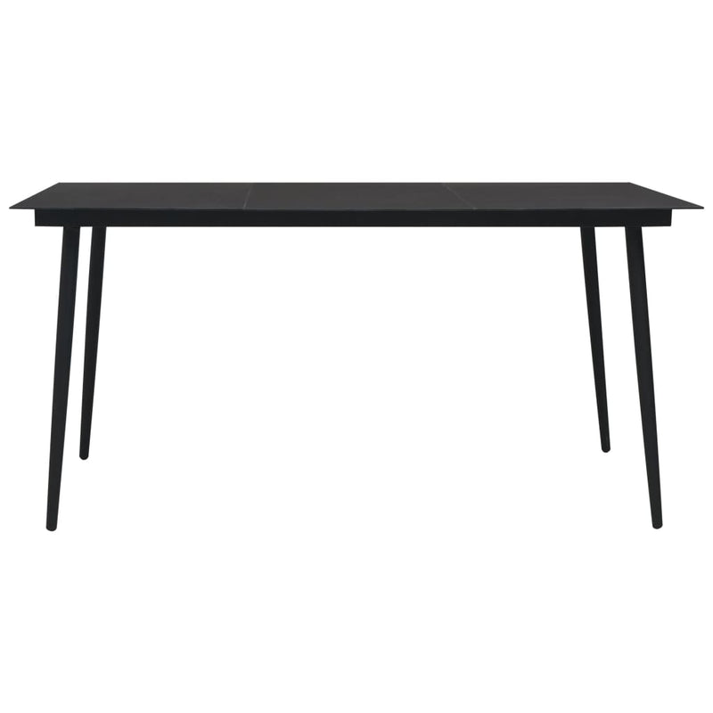Patio Dining Table Black 59.1"x31.5"x29.1" Steel and Glass