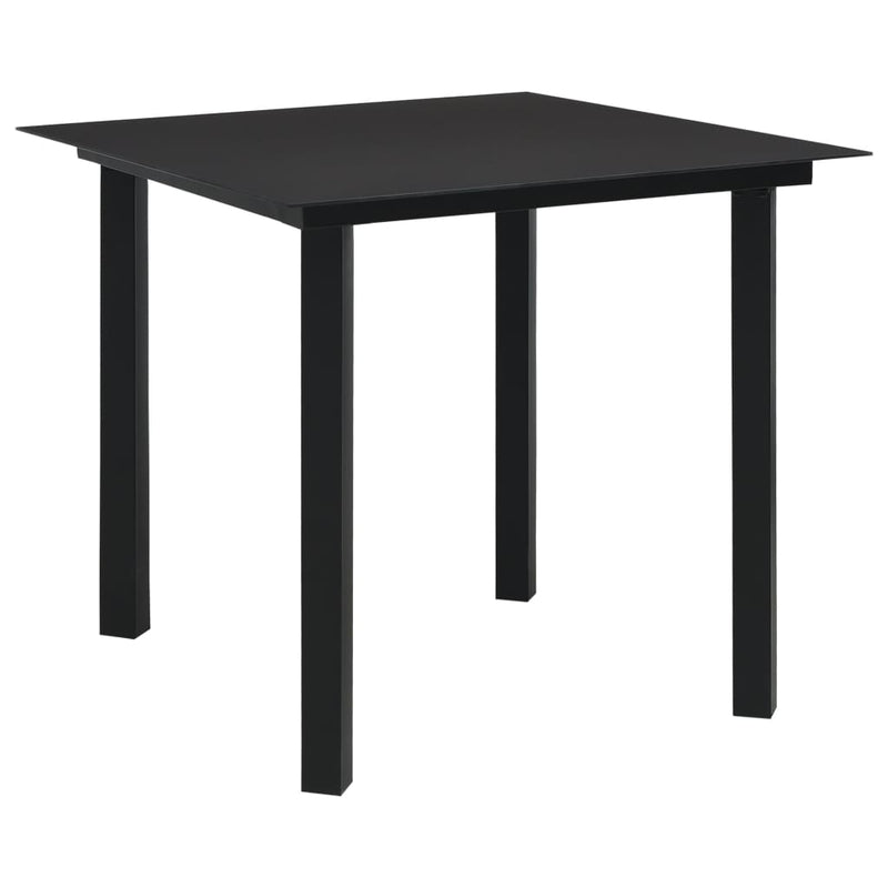 Patio Dining Table Black 31.5"x31.5"x29.1" Steel and Glass
