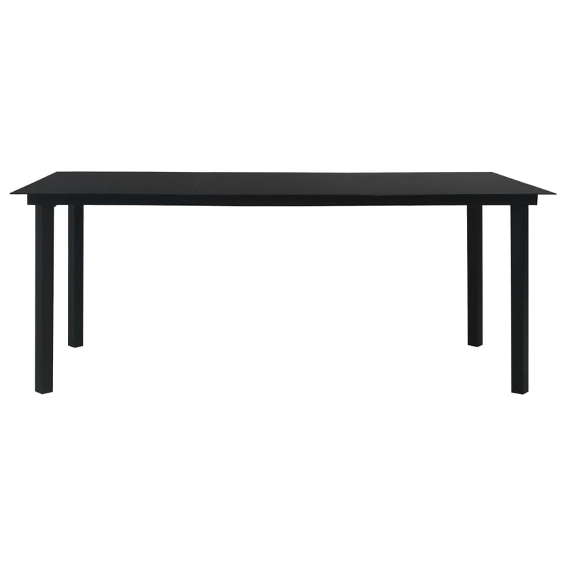 Patio Dining Table Black 74.8"x35.4"x29.1" Steel and Glass