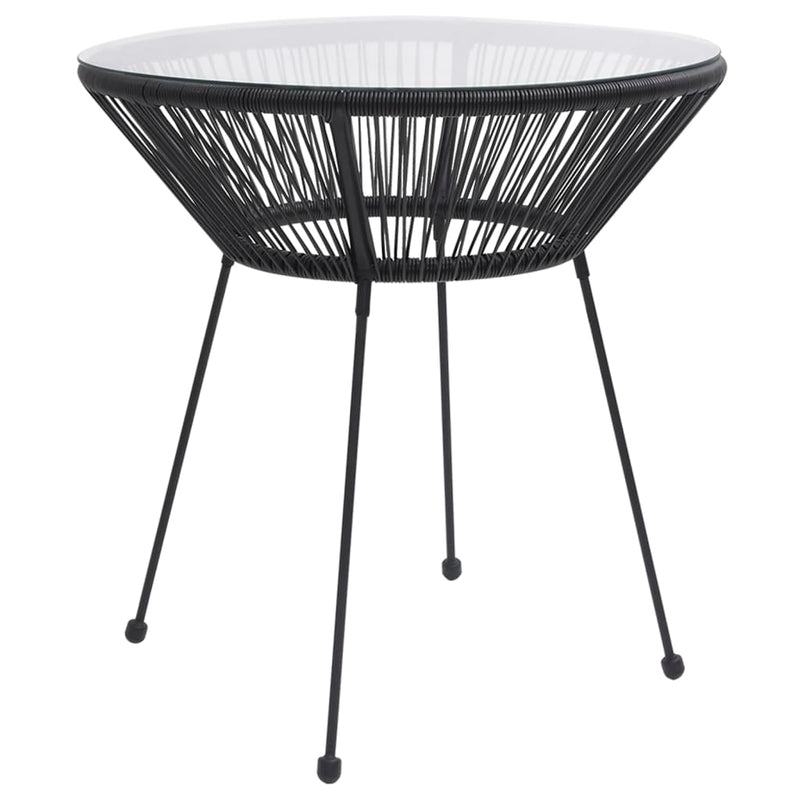 Patio Dining Table Black Ã˜27.6"x29.1" Rattan and Glass