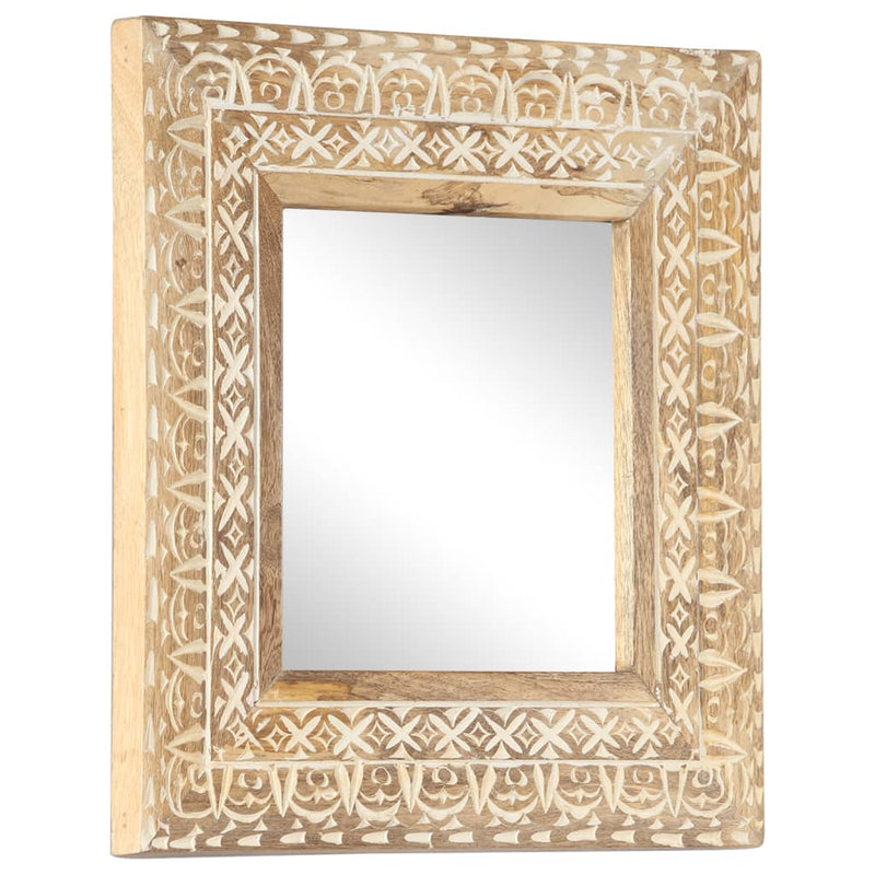 Hand-Carved Mirror 19.7"x19.7"x1" Solid Mango Wood