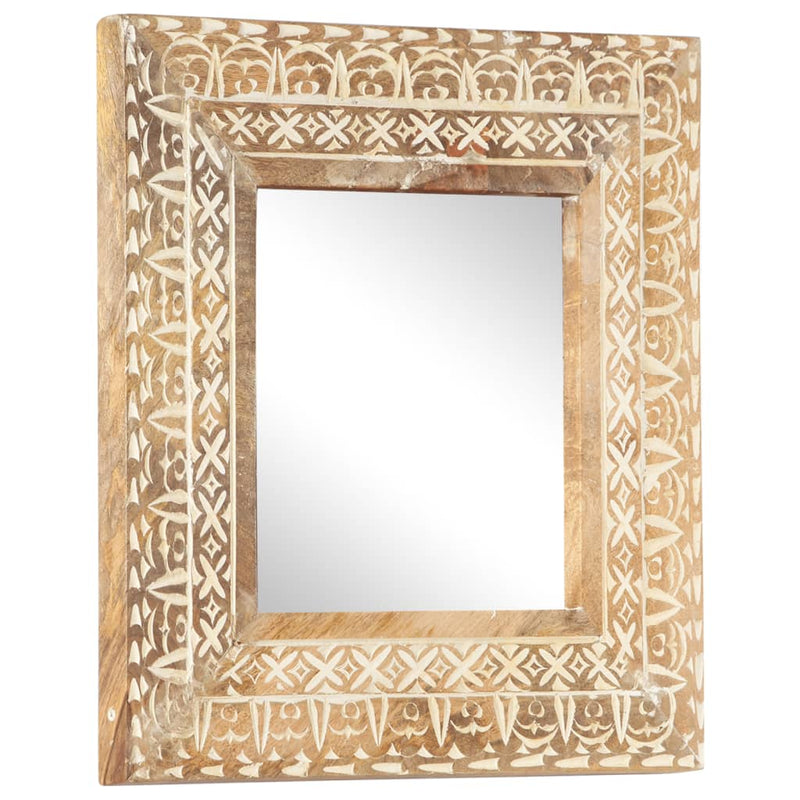 Hand-Carved Mirror 19.7"x19.7"x1" Solid Mango Wood