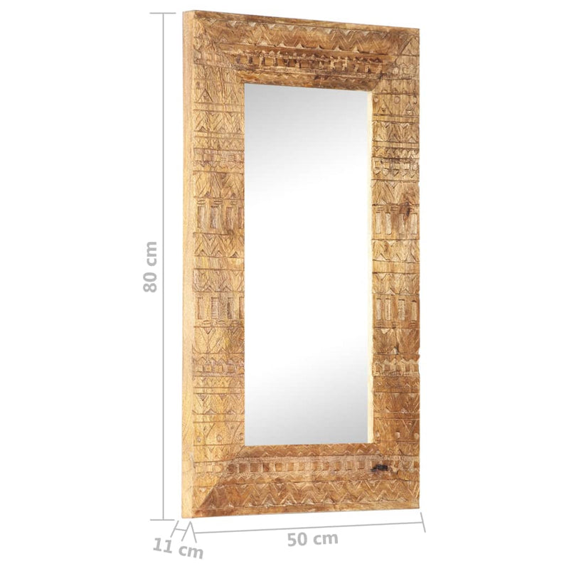 Hand-Carved Mirror 31.5"x19.7"x4.3" Solid Mango Wood
