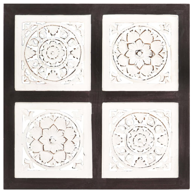 Hand-Carved Wall Panel MDF 15.7"x15.7"x0.6" Brown and White