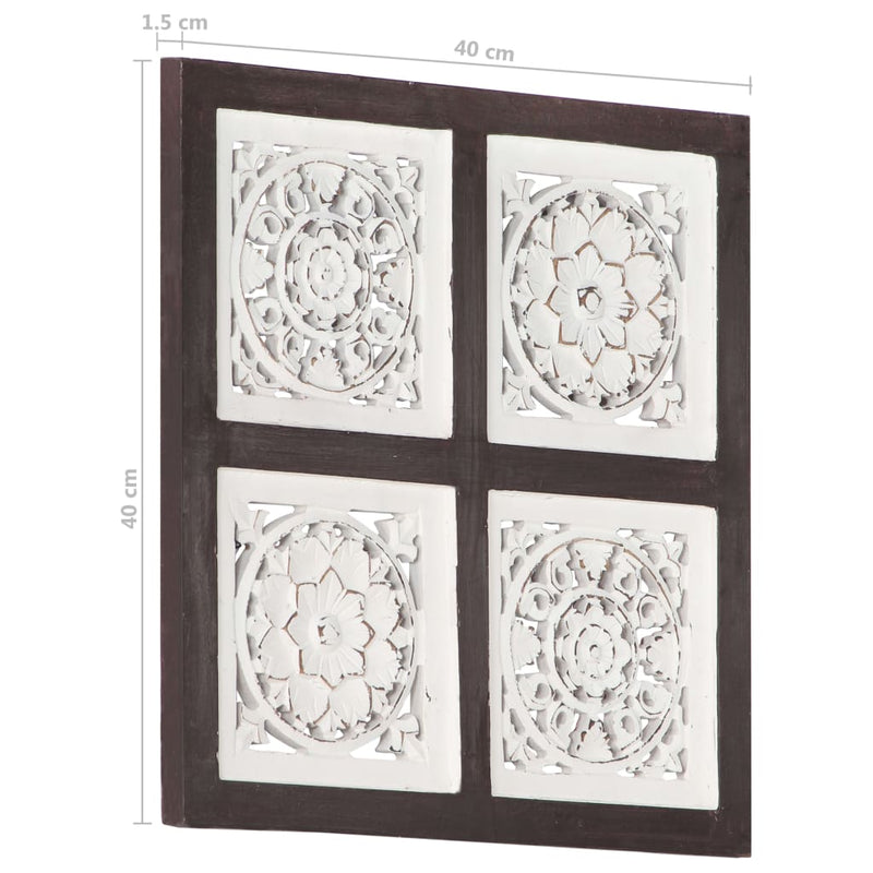 Hand-Carved Wall Panel MDF 15.7"x15.7"x0.6" Brown and White