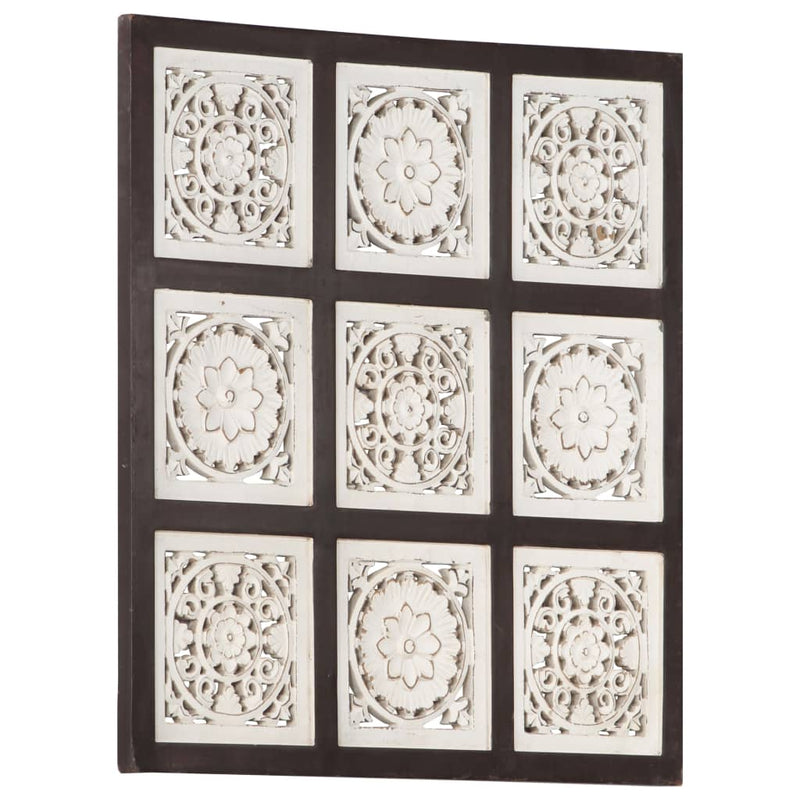 Hand-Carved Wall Panel MDF 23.6"x23.6"x0.6" Brown and White