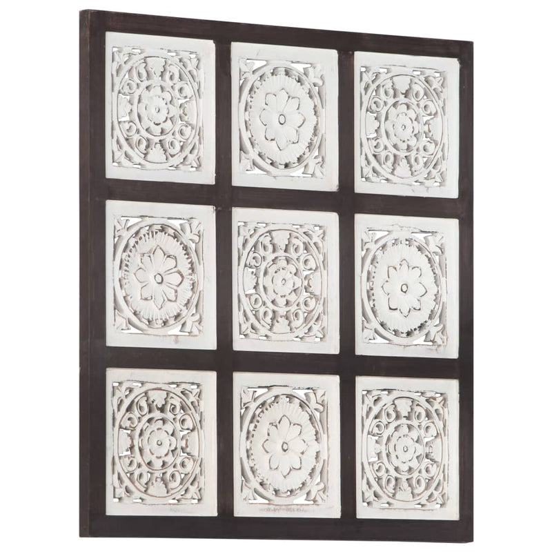 Hand-Carved Wall Panel MDF 23.6"x23.6"x0.6" Brown and White