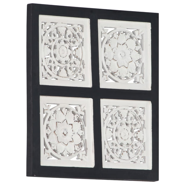 Hand-Carved Wall Panel MDF 15.7"x15.7"x0.6" Black and White