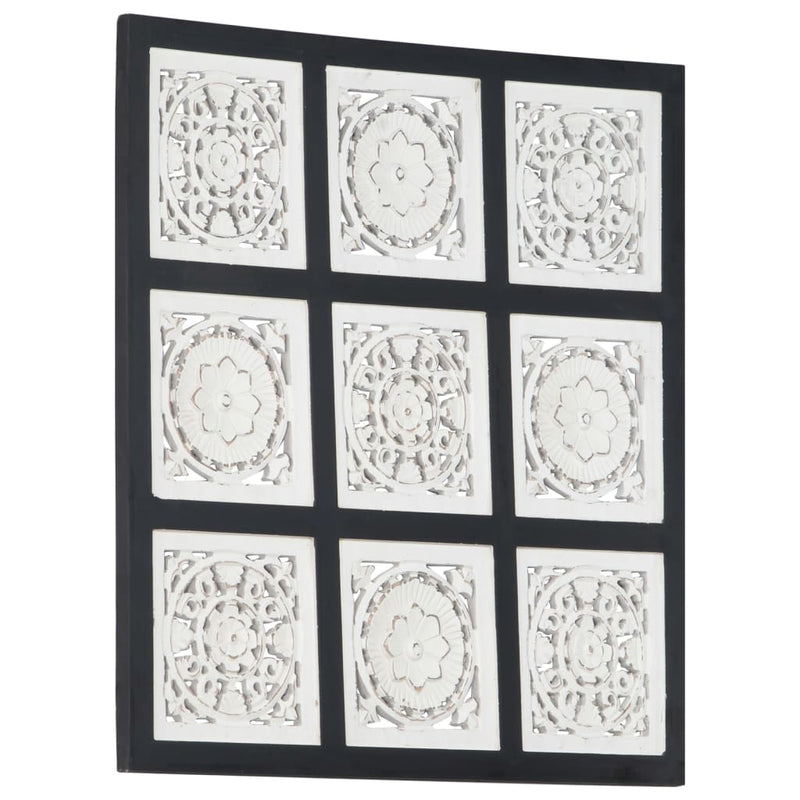 Hand-Carved Wall Panel MDF 23.6"x23.6"x0.6" Black and White