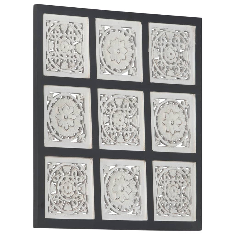 Hand-Carved Wall Panel MDF 23.6"x23.6"x0.6" Black and White