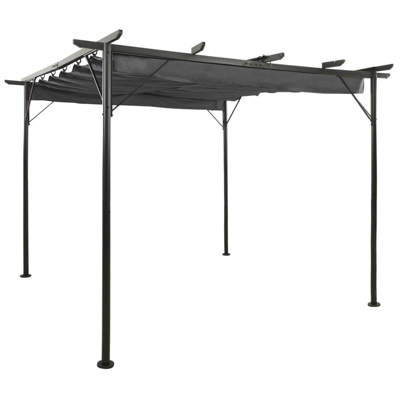 Pergola with Retractable Roof Anthracite 118.1"x118.1" Steel 180 g/m?