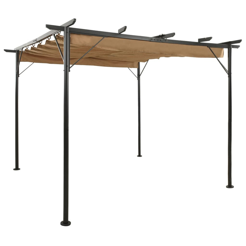 Pergola with Retractable Roof Taupe 118.1"x118.1" Steel 180 g/m?