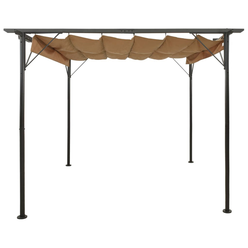Pergola with Retractable Roof Taupe 118.1"x118.1" Steel 180 g/m?