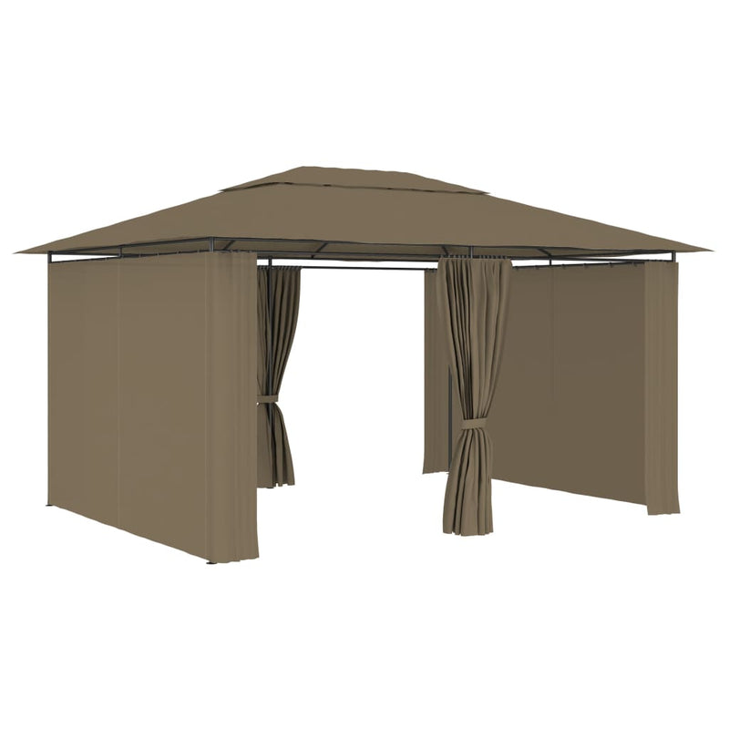 Garden Marquee with Curtains 157.5"x118.1" Taupe 180 g/m?