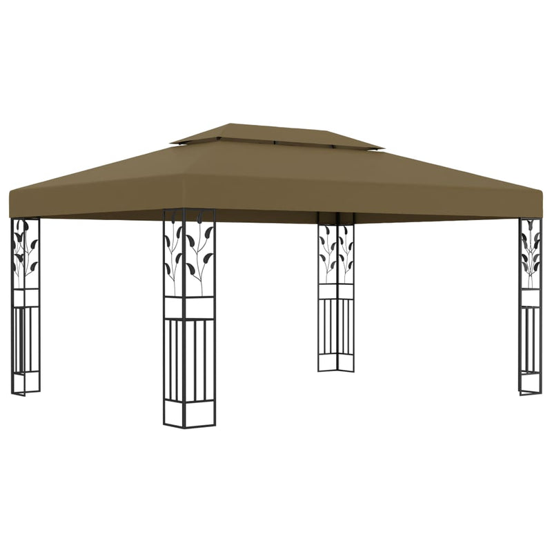 Gazebo with Double Roof 118.1"x157.5" Taupe 180 g/m?