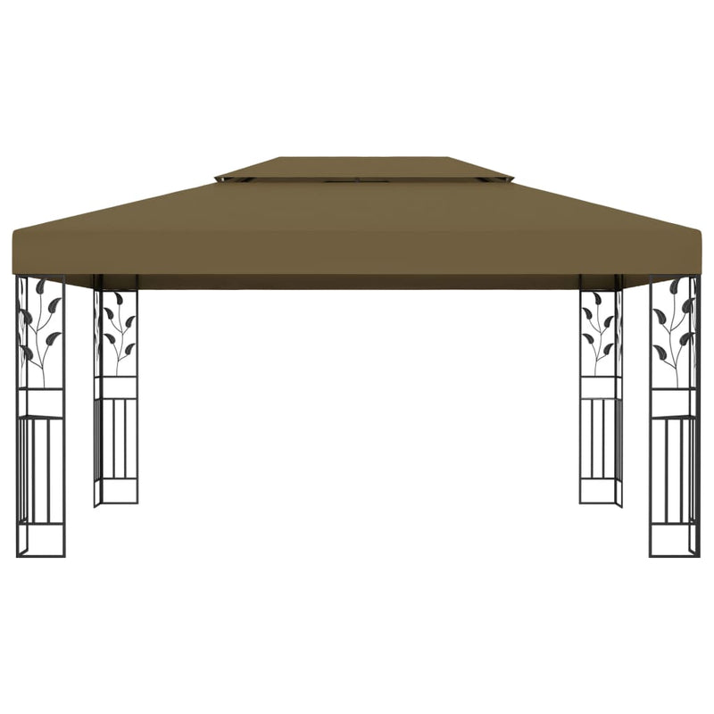 Gazebo with Double Roof 118.1"x157.5" Taupe 180 g/m?