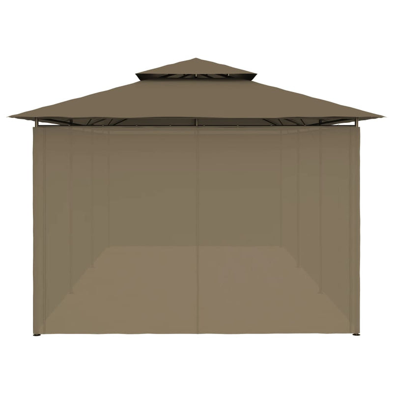 Gazebo with Curtains 236.2"x117.3"x106.3" Taupe 180 g/m?