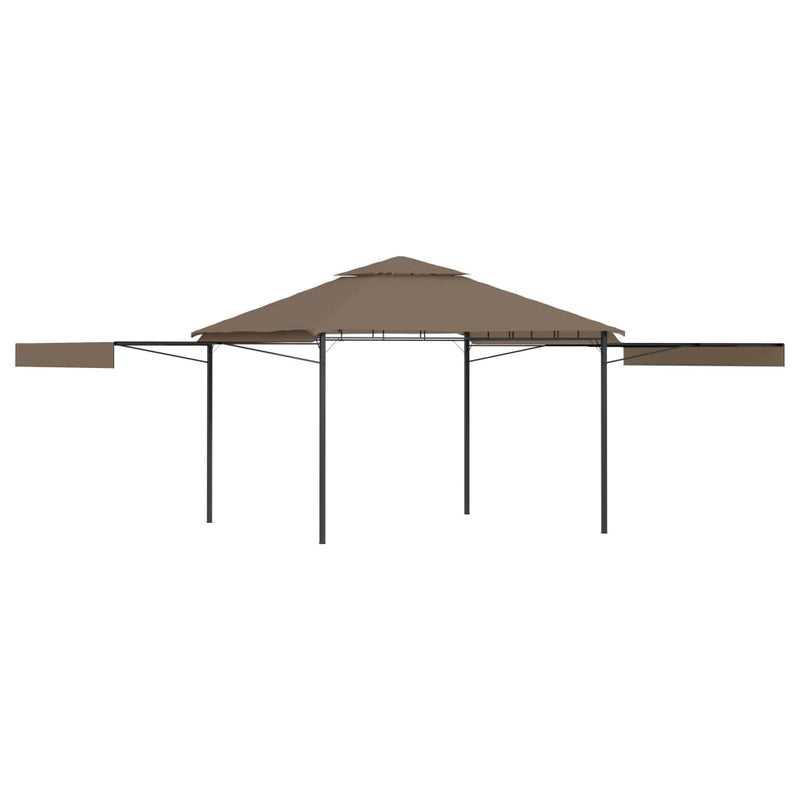 Gazebo with Double Extending Roofs 118.1"x118.1"x108.3" Taupe 180g/mÂ²