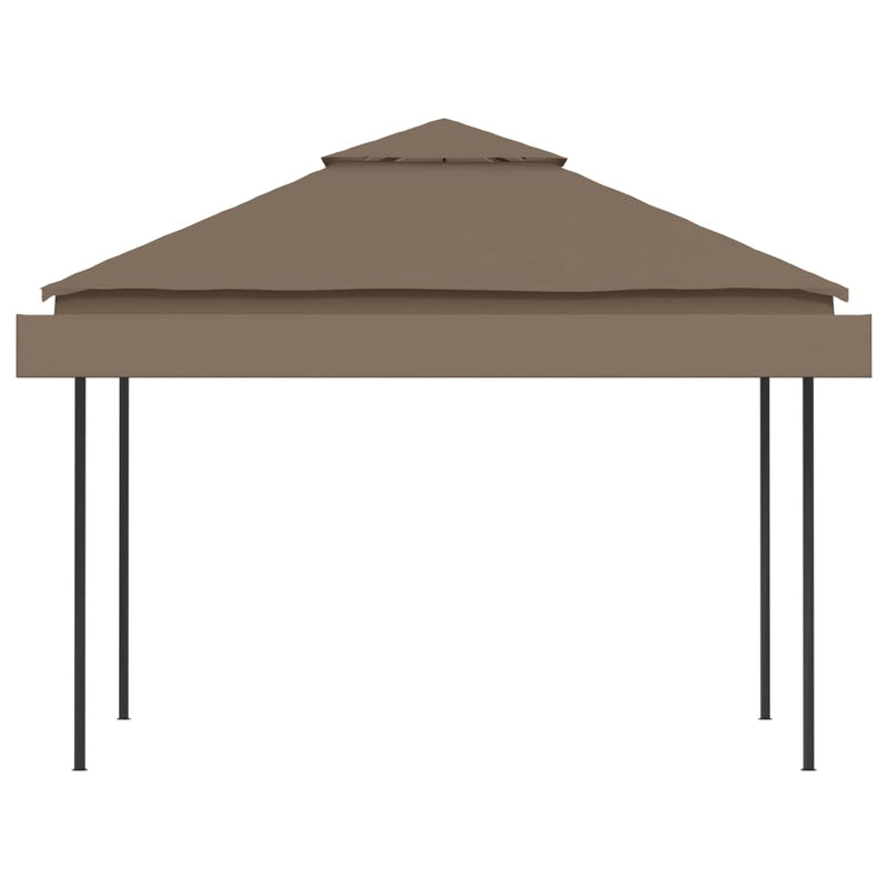 Gazebo with Double Extending Roofs 118.1"x118.1"x108.3" Taupe 180g/mÂ²