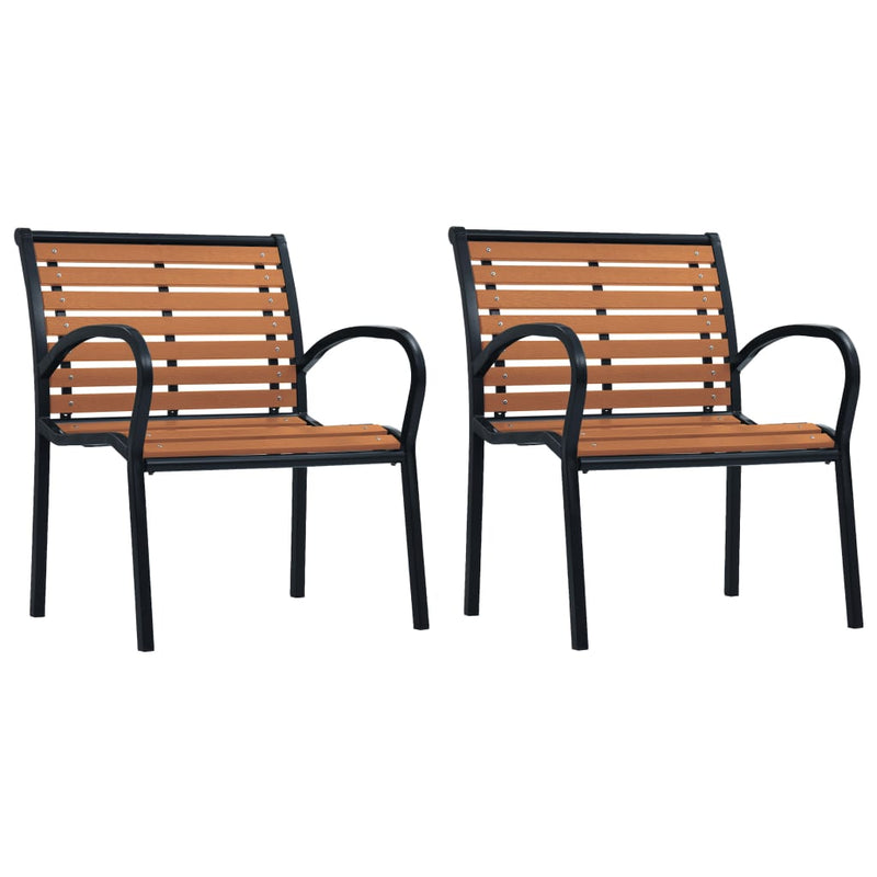 Patio Chairs 2 pcs Steel and WPC Black and Brown