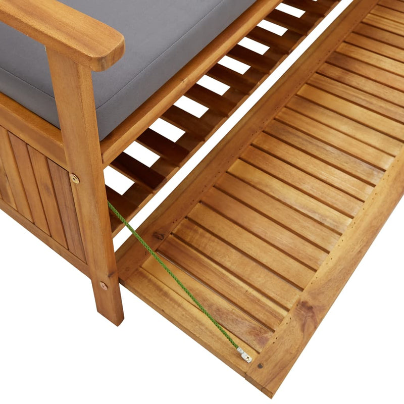Patio Storage Bench with Cushion 58.3" Solid Acacia Wood