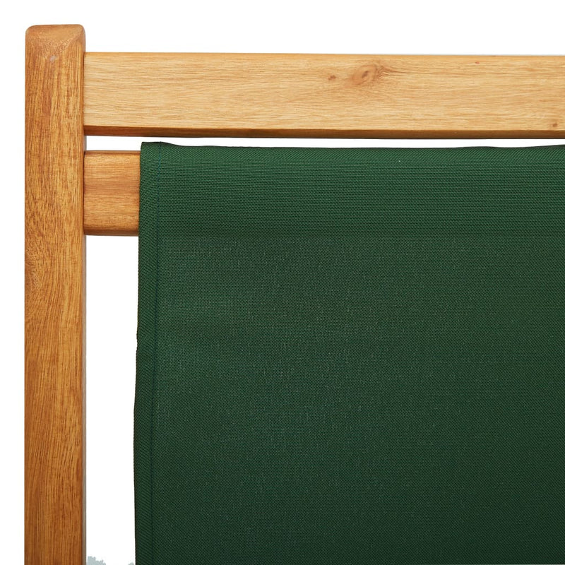 Folding Beach Chair Eucalyptus Wood and Fabric Green