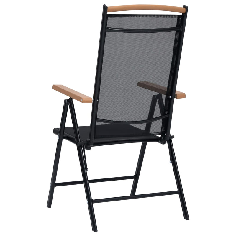 Folding Patio Chairs 2 pcs Aluminum and Textilene Black