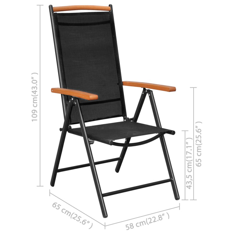 Folding Patio Chairs 4 pcs Aluminum and Textilene Black