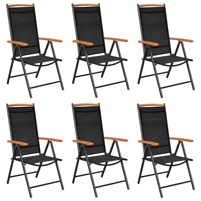 Folding Patio Chairs 6 pcs Textilene Black