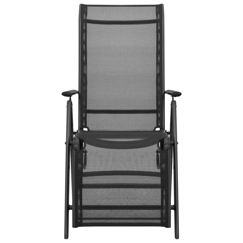 Reclining Deck Chair Aluminum and Textilene Black