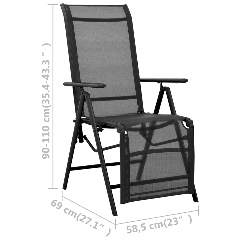 Reclining Deck Chair Aluminum and Textilene Black