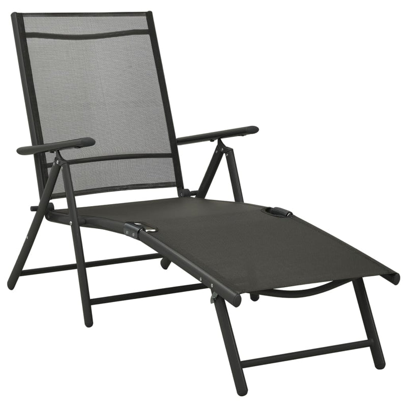 3 Piece Patio Lounge Set Textilene and Aluminum Black