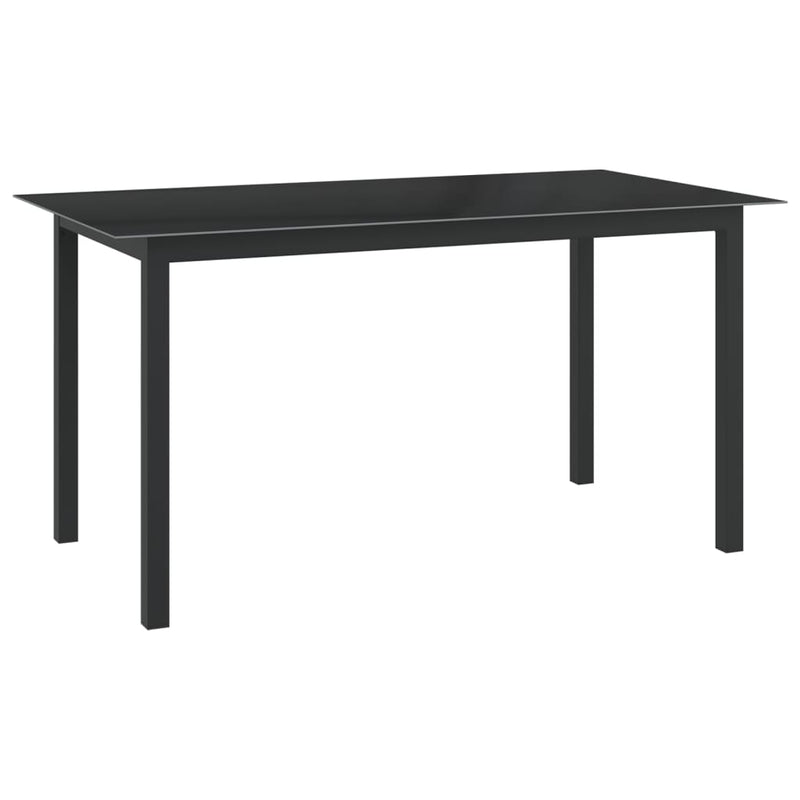 Patio Table Black 59.1"x35.4"x29.1" Aluminum and Glass