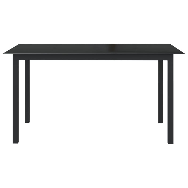 Patio Table Black 59.1"x35.4"x29.1" Aluminum and Glass
