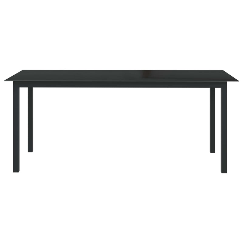Patio Table Black 74.8"x35.4"x29.1" Aluminum and Glass