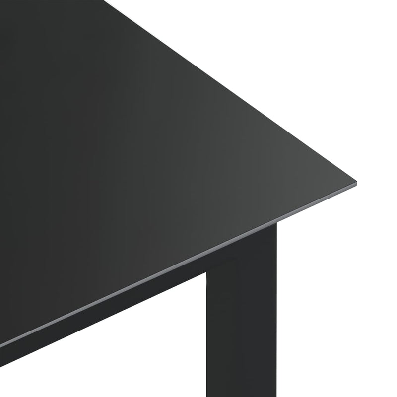 Patio Table Black 74.8"x35.4"x29.1" Aluminum and Glass