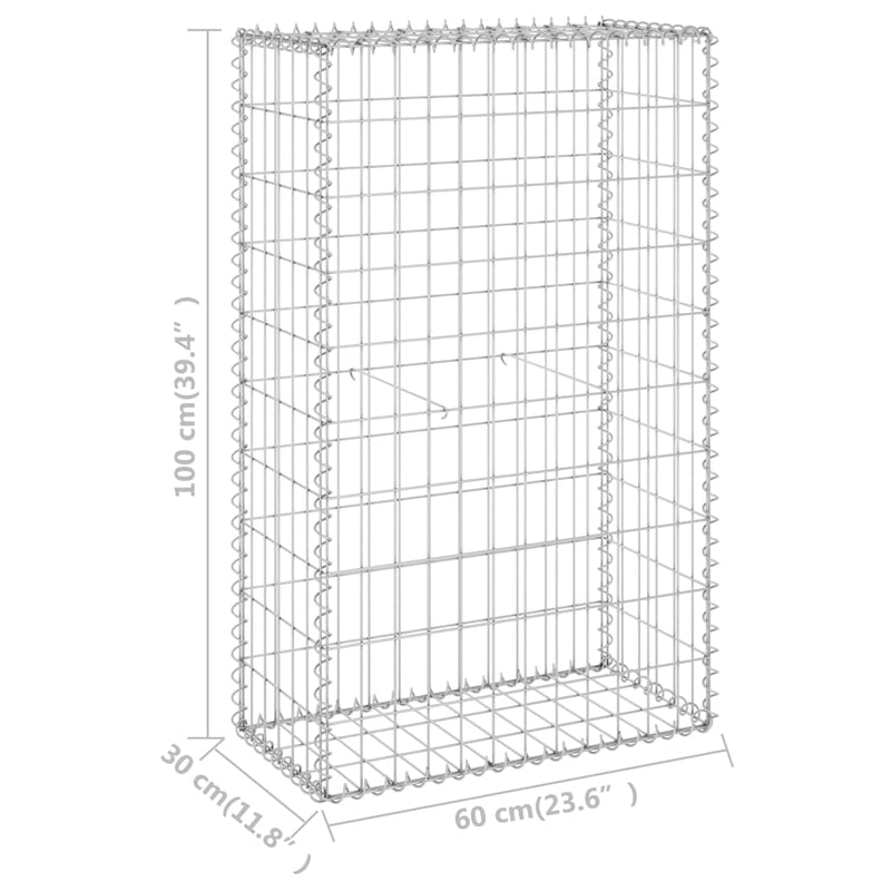 Gabion Wall with Covers Galvanized Steel 23.6"x11.8"x39.4"