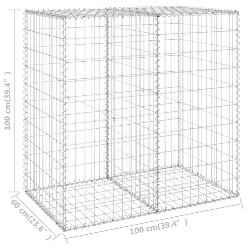 Gabion Wall with Covers Galvanized Steel 39.4"x23.6"x39.4"