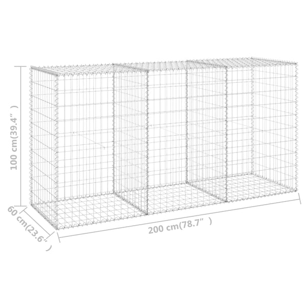 Gabion Wall with Covers Galvanized Steel 78.7"x23.6"x39.4"