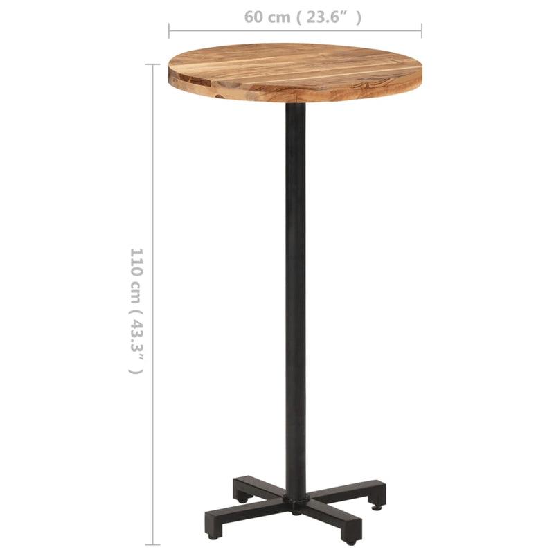 Bar Table Round Ã˜23.6"x43.3" Solid Acacia Wood