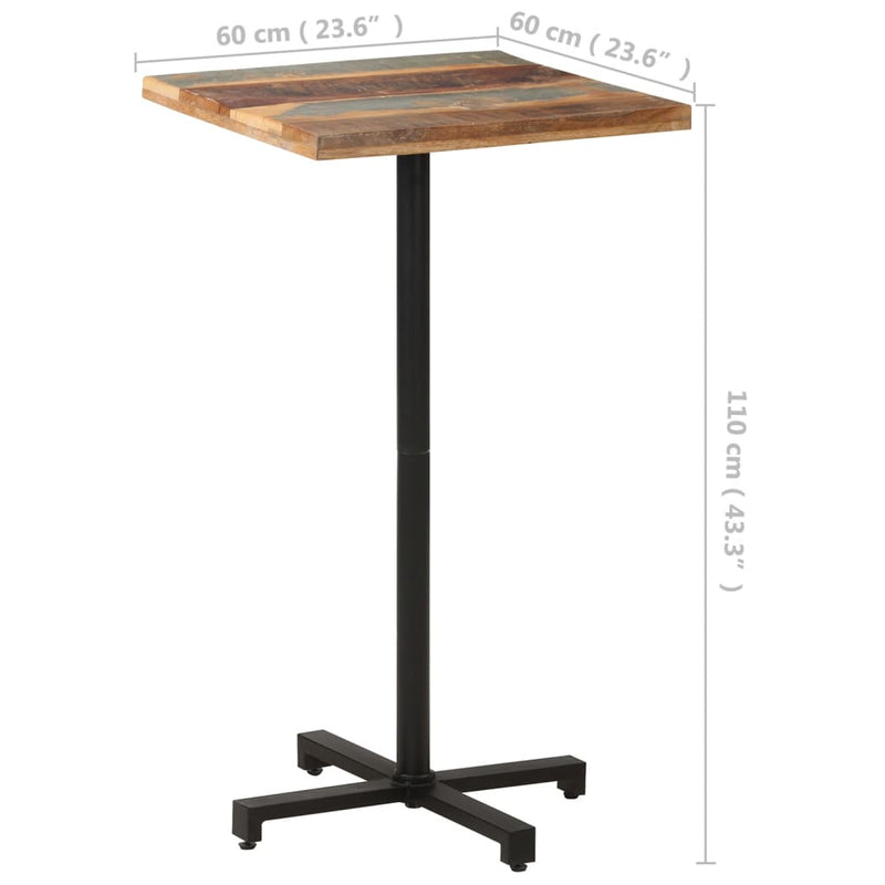 Bistro Table Square 23.6"x23.6"x43.3" Solid Reclaimed Wood