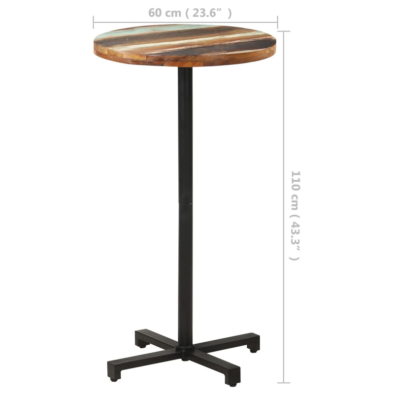Bistro Table Round Ã˜23.6"x43.3" Solid Reclaimed Wood