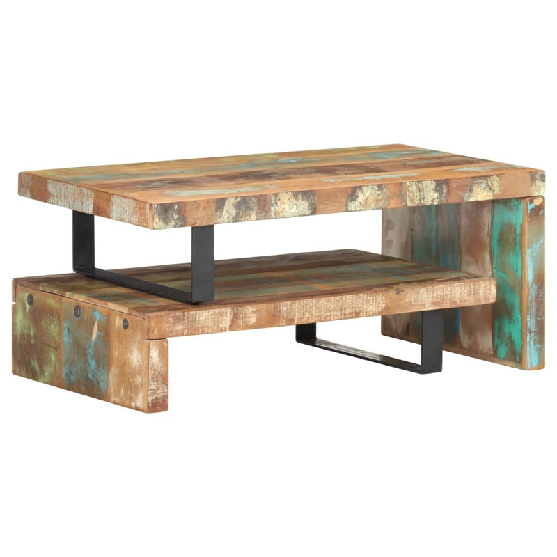 2 Piece Coffee Table Set Solid Reclaimed Wood