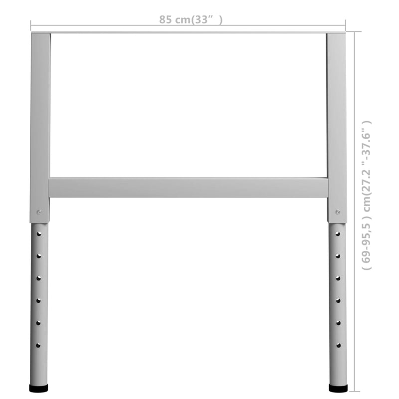 Adjustable Work Bench Frames 2 pcs Metal 33.5"x(27.2"-37.6") Gray